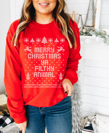 Merry Christmas Ya Filthy Animal Crewneck