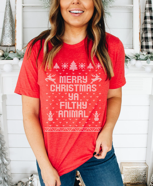 Merry Christmas Ya Filthy Animal Tee
