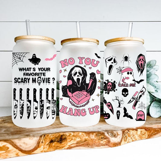 No You Hang Up Glass Cup With Bamboo Lid