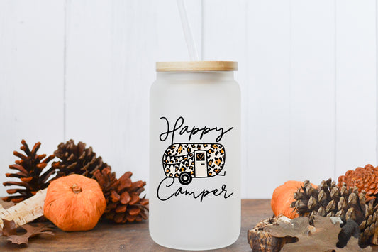 Happy Camper Glass Tumbler